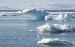 Ice floes and Arctic backdrop