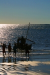 Fishing catamaran beaching